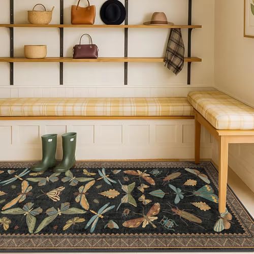 Black Insect 2'6"x12' Washable Extra Long Runner Rugs for Hallways (30 Sq Ft)