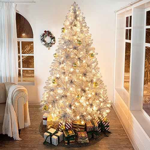 7.5ft Artificial Prelit Silver Christmas Tree