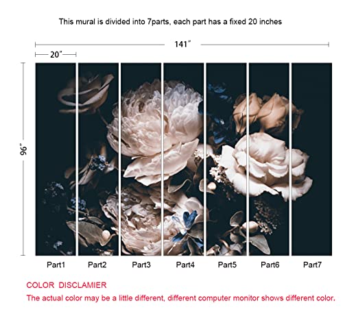 Dark Floral Wallpaper Peony Wall Mural Room Wall Decor (94 Sq Ft)