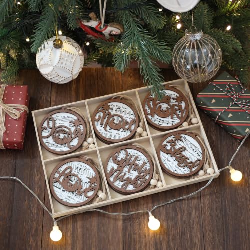 18 Pieces Wooden Sheet Music Nativity Christmas Ornaments Set (18 Count)
