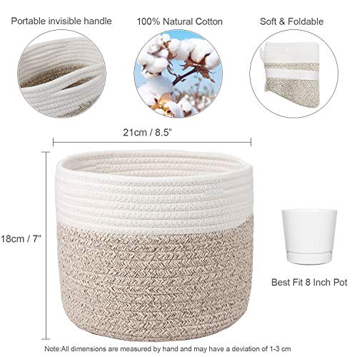 Woven Cotton Rope Plant Basket for 8" Flower Pot H7.5 x W8.5