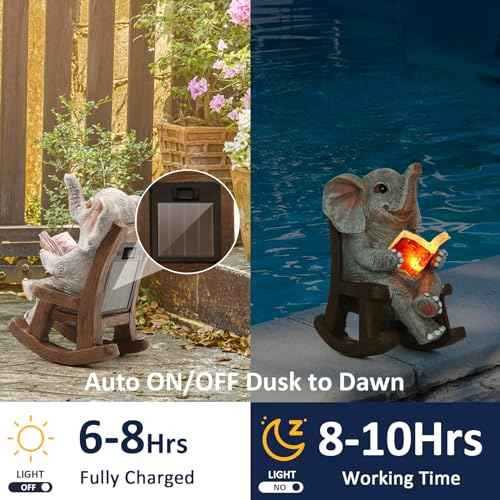 Garden Statues Elephant Outdoor Decor Lights
