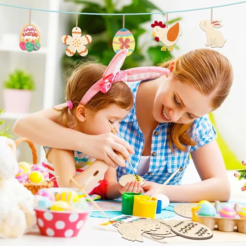 80PCS Wooden Easter Ornaments to Paint (80 Count)