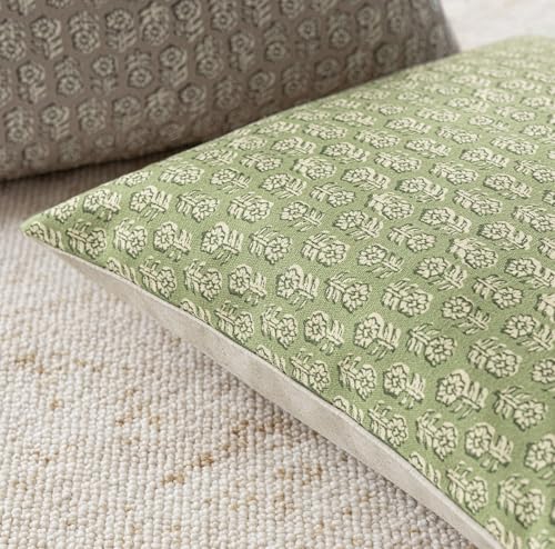 Decorative Floral Print Throw Pillow Covers 22×22 Lime Green (2 Count)