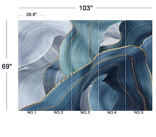 Gilding Marble Blue wall Mural Wallpaper for Bedroom 103" x 69" (49.35 Sq Ft)