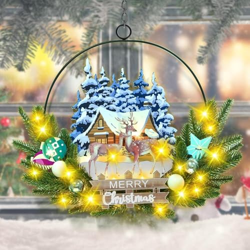 Pre Lit Christmas Wreath for Front Door
