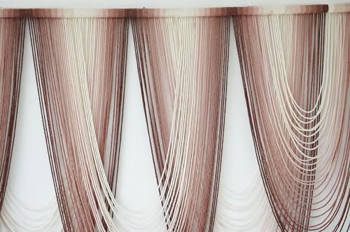 Macrame Wall Hanging Dip Dyed Pink Boho Yarn Fiber Wall Art 57" W x 41" L