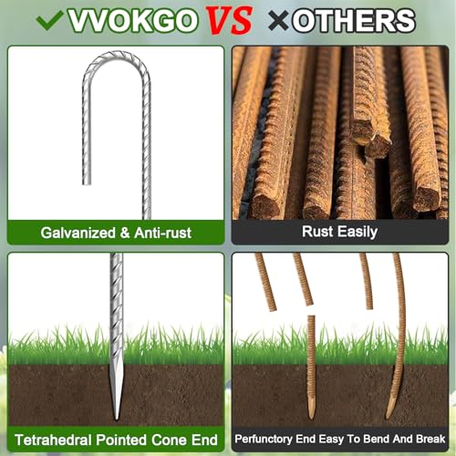 Rebar-Stakes-12-Inch J Hook Galvanized Garden Tent Stakes Heavy Duty (95 Count)