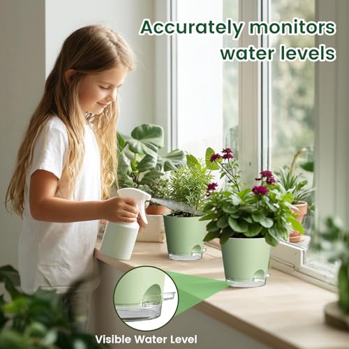 6 inch Self Watering Pots for Indoor Outdoor Plants (6 Count)