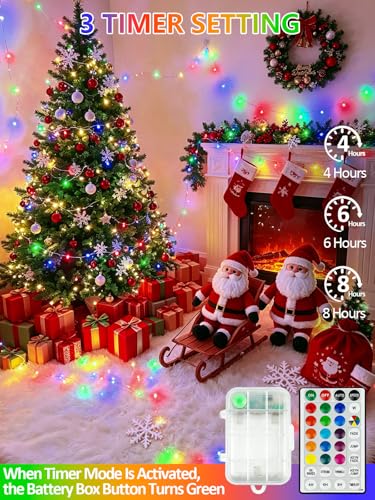 2 Pack 60 LED RGB Color Changing Fairy Lights Battery Operated with Remote