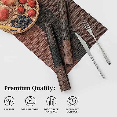 Brown with Black Striped Placemats Set of 12 (12 Count)