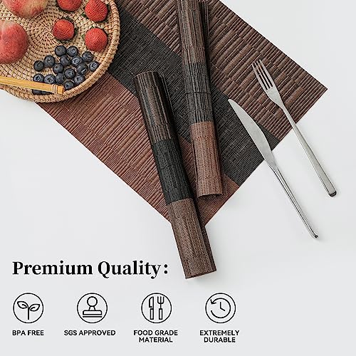 Brown with Black Striped Placemats Set of 8 (8 Count)