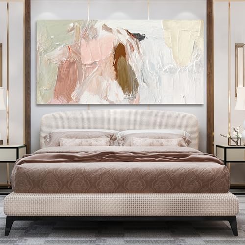 Pink and White Wall Art Large Abstract Wall Art Prints For Bedroom 29"x58”