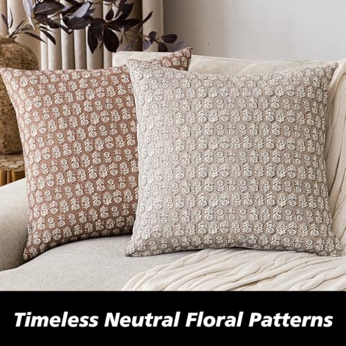 Floral Print Throw Pillow Covers 24×24 Inch (2 Count)