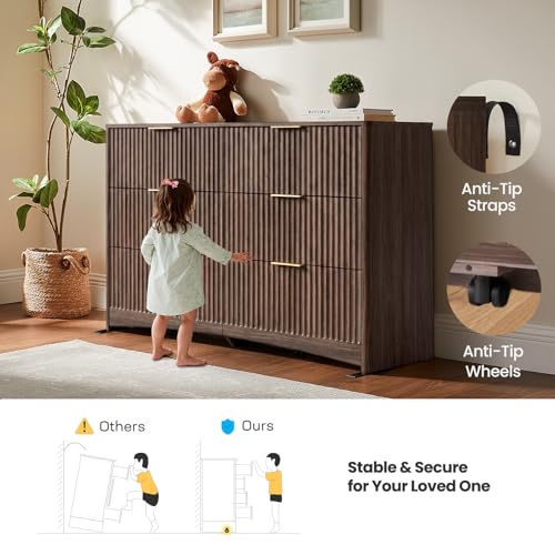 Fluted 6 Drawer Dresser