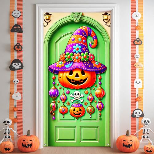 Halloween Door Banner Jack Lantern 35x71 Inch Polyester