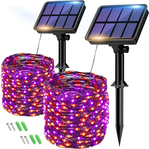 Orange Purple Solar Halloween String Lights Outdoor 2 Pack (2 Count)