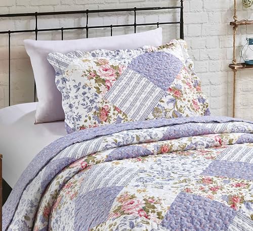Rose Violet Patchwork Quilt Set