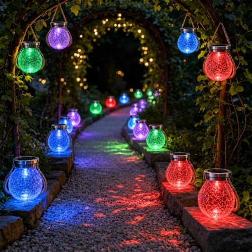 Solar Glass Jar Lantern RGB Color Changing (2 Count)