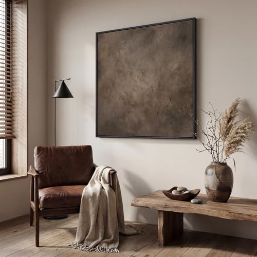 Framed Neutral Brown Abstract Canvas Wall Art for Living Room