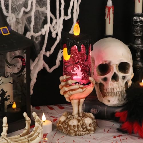 Ghost Snow Globe Flameless Candle Battery Operated with Timer