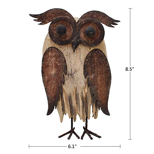 Owl Figurines Decor Animal Statue for Home Wooden Stand Owl Sculptures