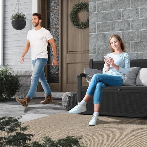 70 Gallon Lockable Outdoor Storage Bench Waterproof