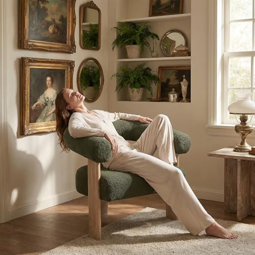 Barrel Accent Chairs Set of 2 with Armrests and Rubberwood Legs (2 Count)