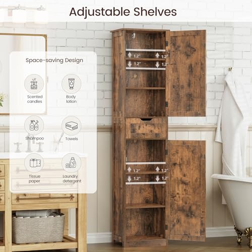 66.9" Tall Bathroom Storage Cabinet with 2 Doors & 1 Drawer