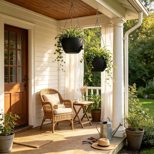2 Pack 10 Inch Self Watering Hanging Planters for Indoor Plants (2 Count)