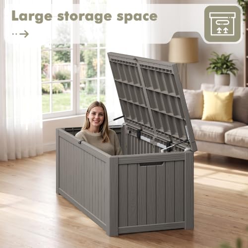 220 Gallon Outdoor Storage Box Waterproof Deck Box for Patio
