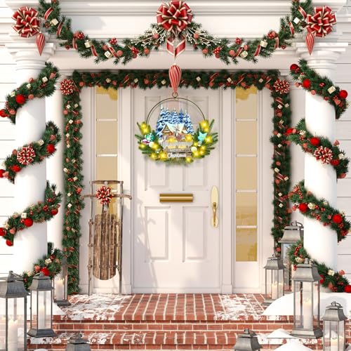 Light up Christmas Wreaths for Front Door