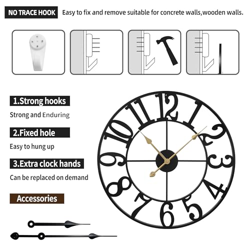 Large Wall Clock for Living Room Decor