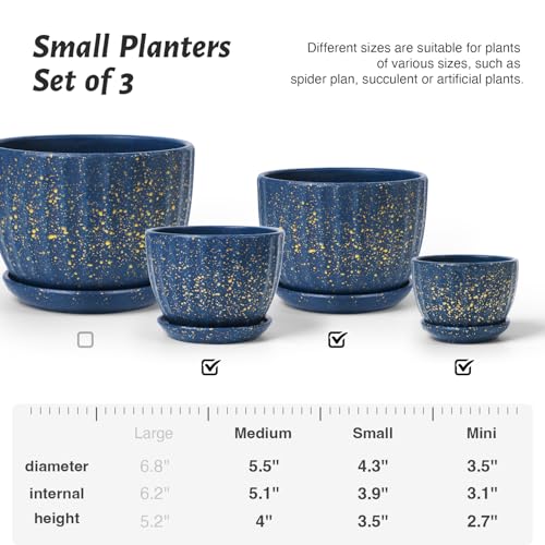 Ceramic Plant Pots with Saucers (3 Count)