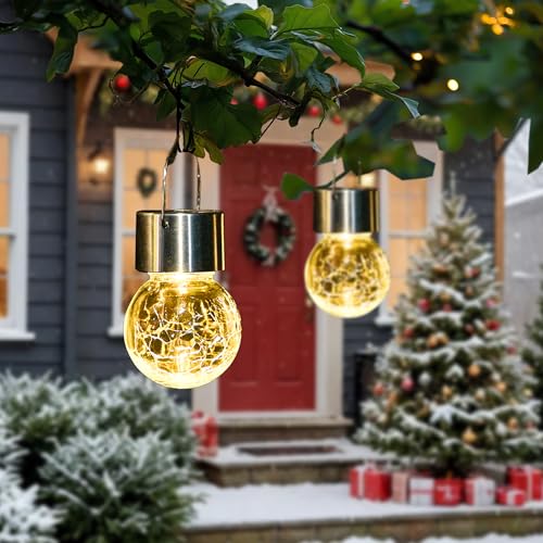 Solar Lights Outdoor Hanging Lantern Garden Decor for Outside 8 Pc (8 Count)