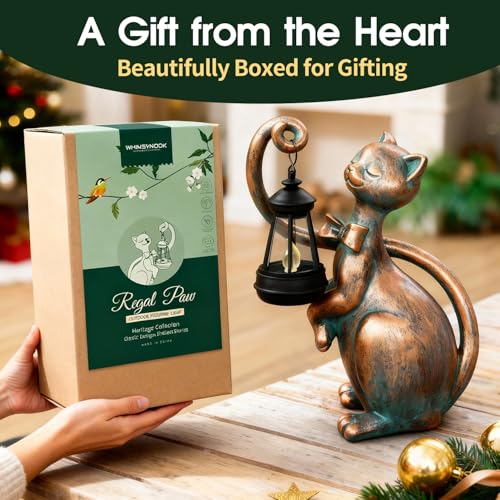 10.7” Bronze Cat Statue Solar Light