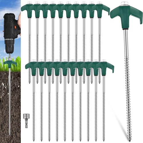 20 Pcs 8" Screw in Tent Stakes Ground Anchors (20 Count)