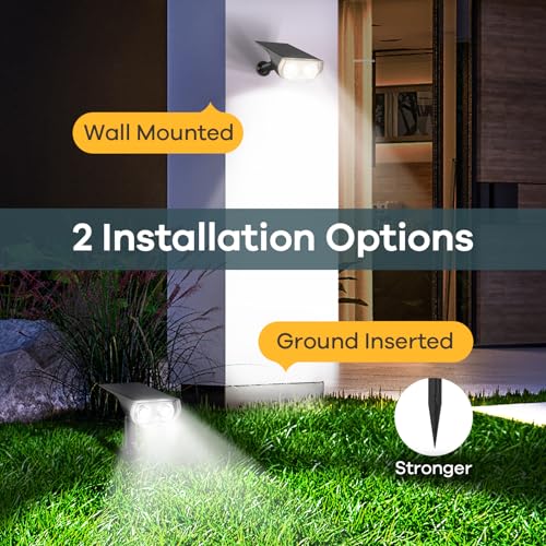 Solar Lights Outdoor Waterproof Landscape Spotlight Daylight 4 Pack (4 Count)
