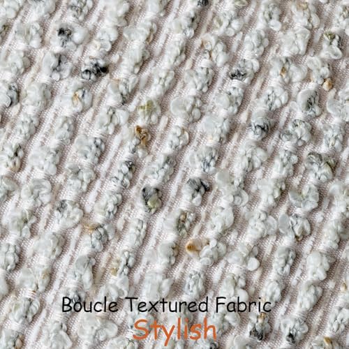Striped Euro Sham Pillow Covers 26x26 Set of 2 Cream Grey Textured Boucle Chic Morden Boho Accent Farmhouse Square Decorative Couch Throw Pillow Covers for Home Decor Bed Sofa Living Room (2 Count)