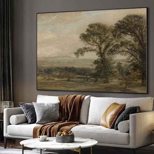 60"x72" Extra Large Framed Wall Art Vintage Landscape with Trees and Distant Horizon for Home Living Room Bedroom Decor