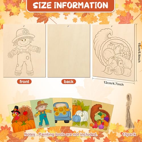 10PCS Large Thanksgiving Unfinished Wood Crafts to Paint for Adults