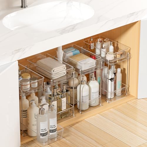 4 Pack Taller Pull Out Bathroom Under Sink Organizer (4 Count)
