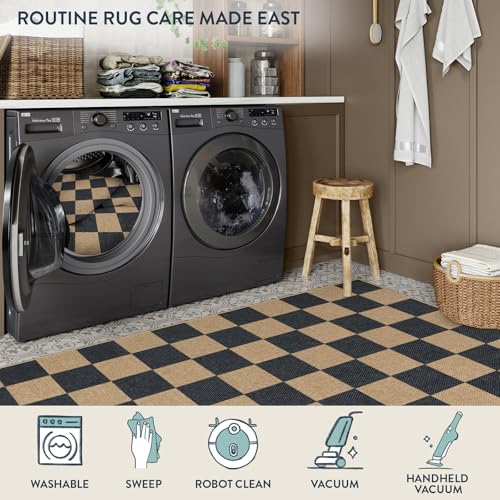 Checkered Easy Jute 4ft Round Outdoor Rug (16 Sq Ft)