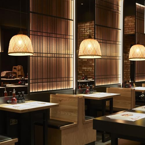 3 Pack Bamboo Pendant Light Mini Rattan Chandelier