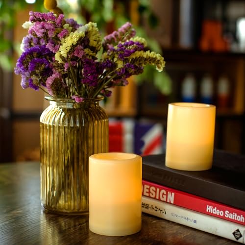 Outdoor Battery Operated Flameless Candles with Remote Timer D3”xH4” 2 PCS (2 Count)