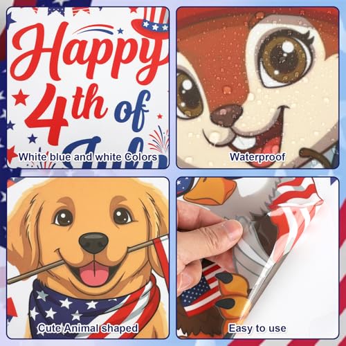 Happy 4th of July Window Clings 6 Sheets (6 Count)