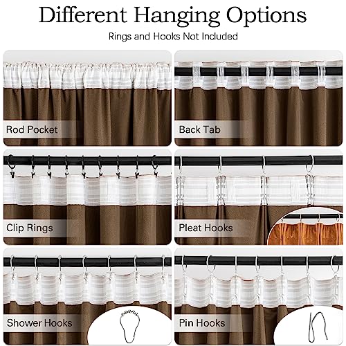 Gold Brown Velvet Pinch Pleat Blackout Curtains W52 X L84 Inches