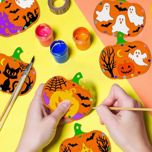 36PCS Wooden Pumpkins Ornaments to Paint Halloween Thanksgiving Decoration Cutouts Unfinished 3.5 inches (36 Count)