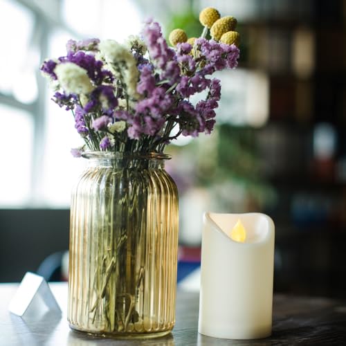 Outdoor Battery Operated Flameless Candles with Remote Timer D3”xH5” 2 PCS (2 Count)
