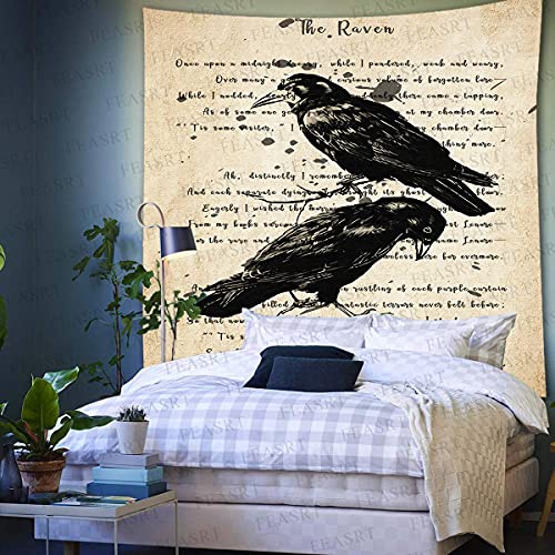 The Raven Tapestry Gothic Rustic Home Wall Tapestry